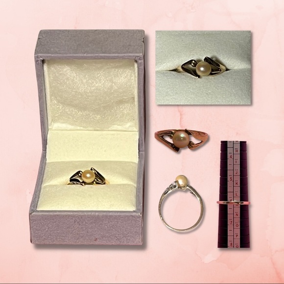Vintage 10k Gold and Pearl Ring - Size 6 (EUC) - Picture 3 of 3